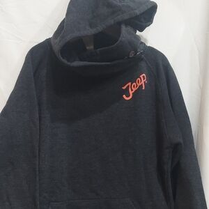 Jeep Dark Gray Hoodie with Red Script Logo